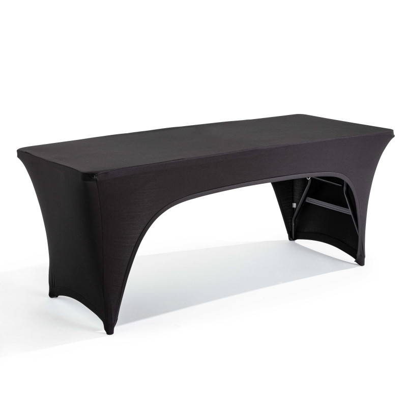 Nappe housse noire pour table pliante 180cm double ouverture 