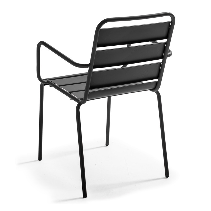 Chaise de terrasse avec accoudoirs en métal