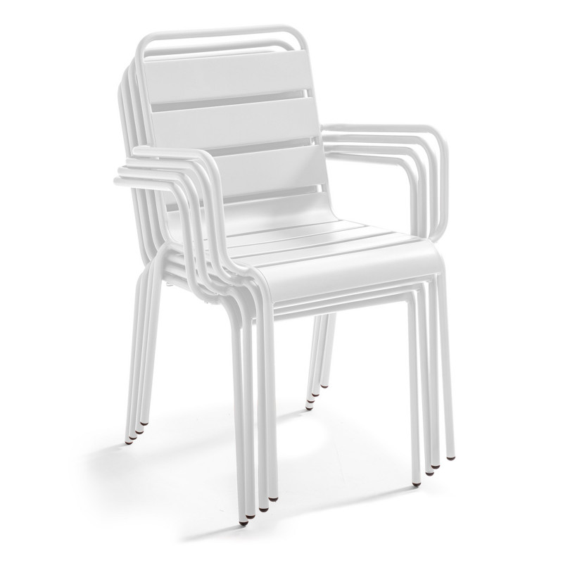 Chaise de terrasse avec accoudoirs en métal