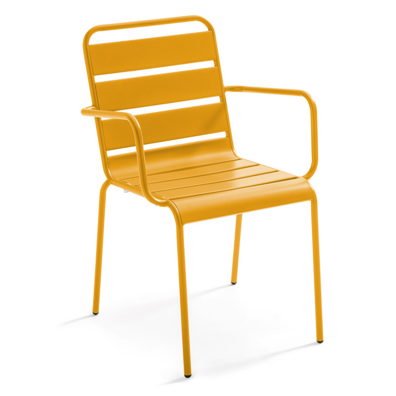 Chaise de terrasse avec accoudoirs en métal