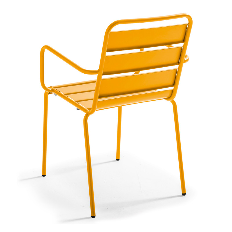 Chaise de terrasse avec accoudoirs en métal