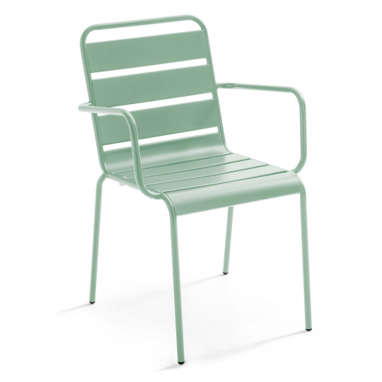 Chaise de terrasse avec accoudoirs en métal