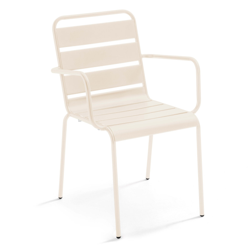 Chaise de terrasse avec accoudoirs en métal