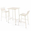Ensemble table haute (70 cm) + 2 chaises en métal
