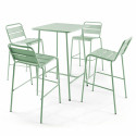 Table de bar (70 cm) + 4 chaises hautes en métal