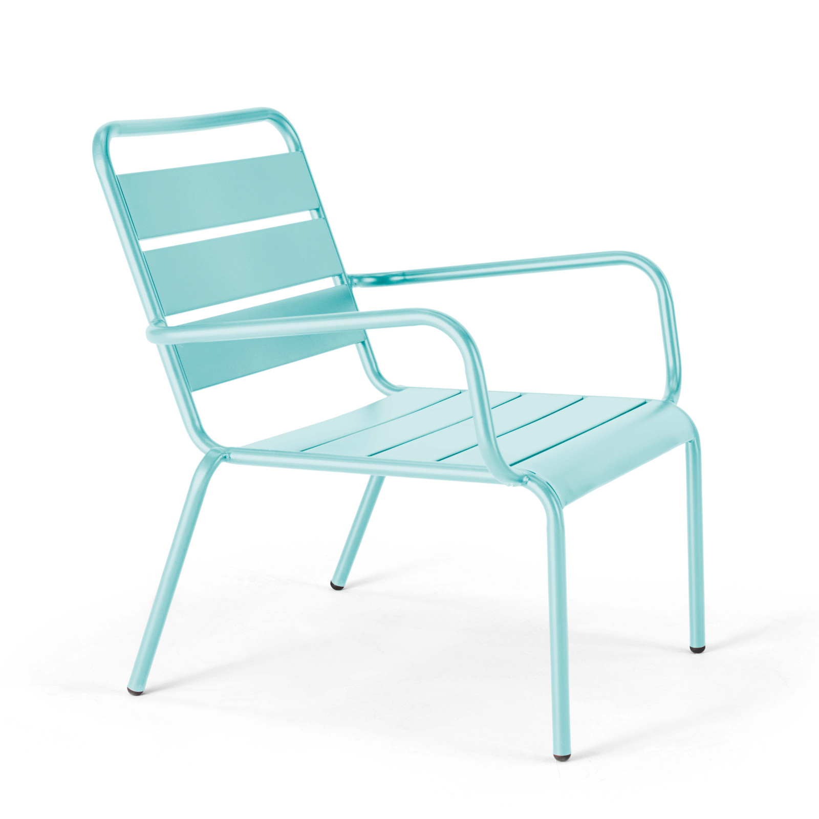 Ensemble fauteuil de terrasse bas + repose-pied en métal