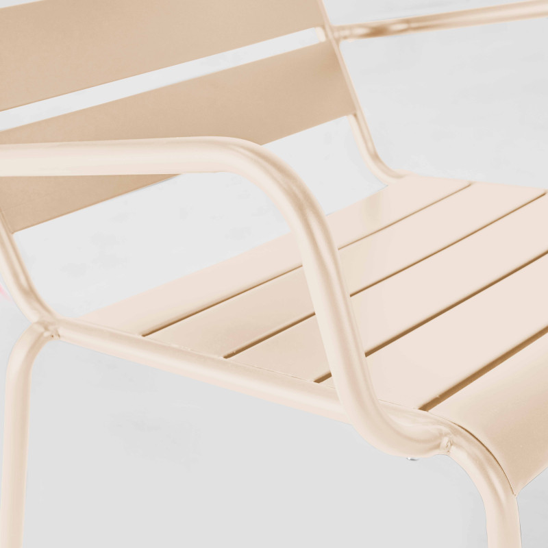 Ensemble fauteuil de terrasse bas + repose-pied en métal (4/6)