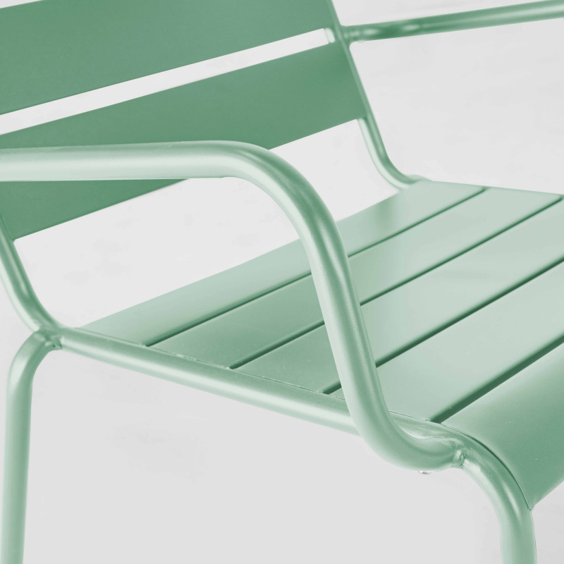 Ensemble fauteuil de terrasse bas + repose-pied en métal (4/6)