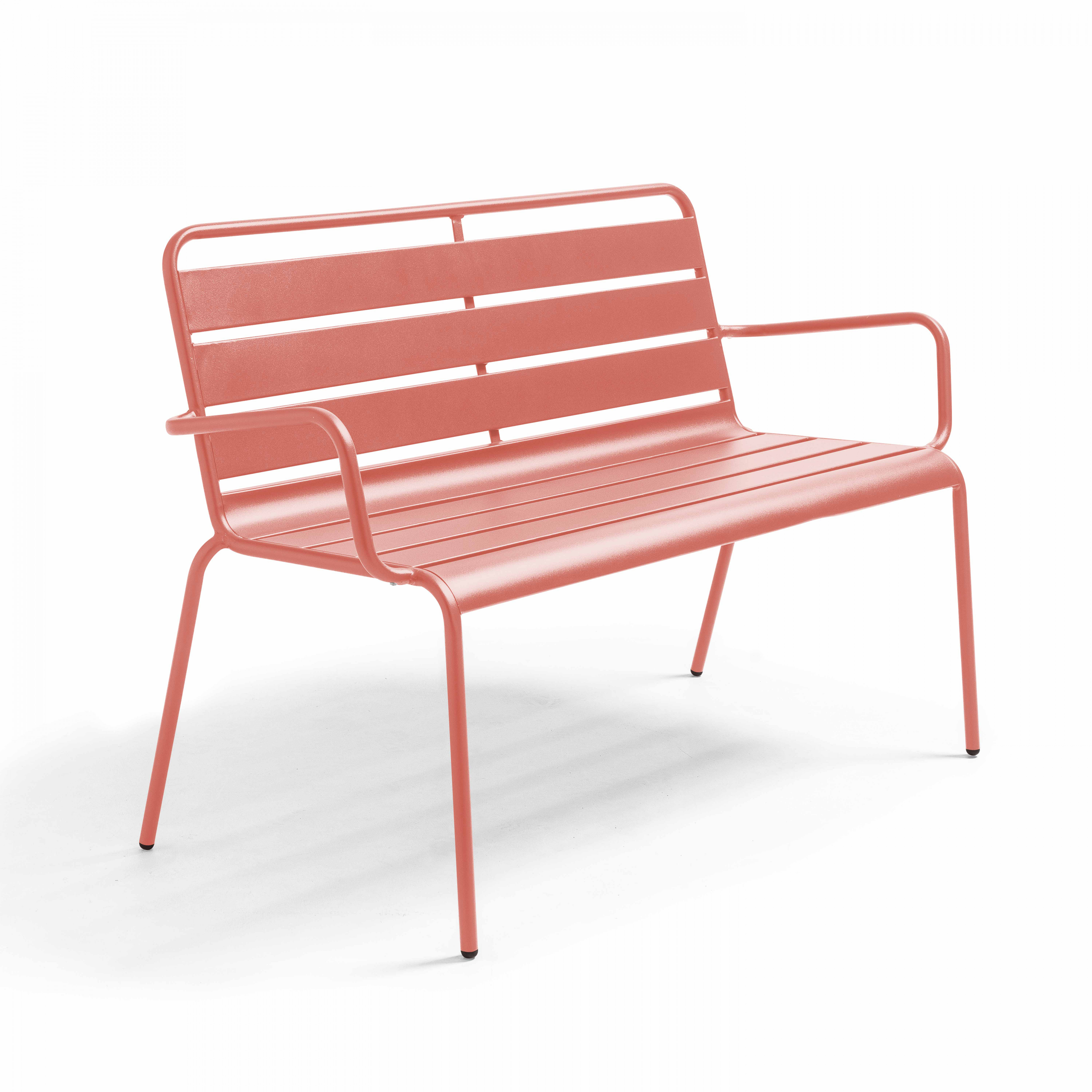 Banc avec dossier et accoudoirs en métal