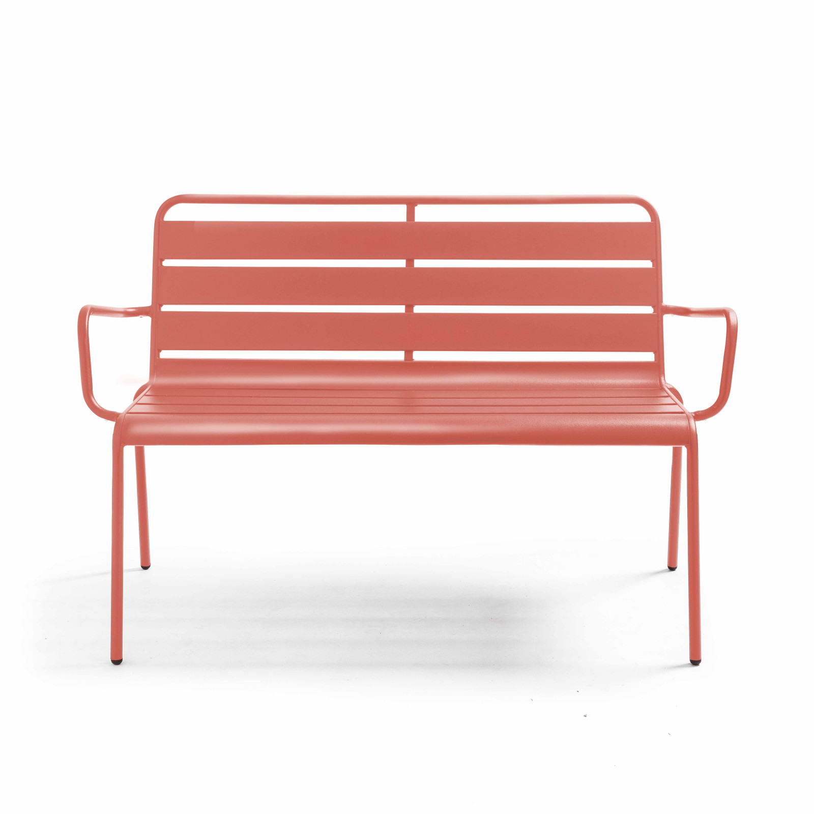 Banc avec dossier et accoudoirs en métal