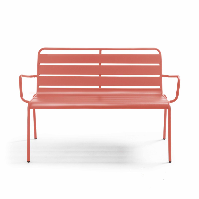 Banc avec dossier et accoudoirs en métal