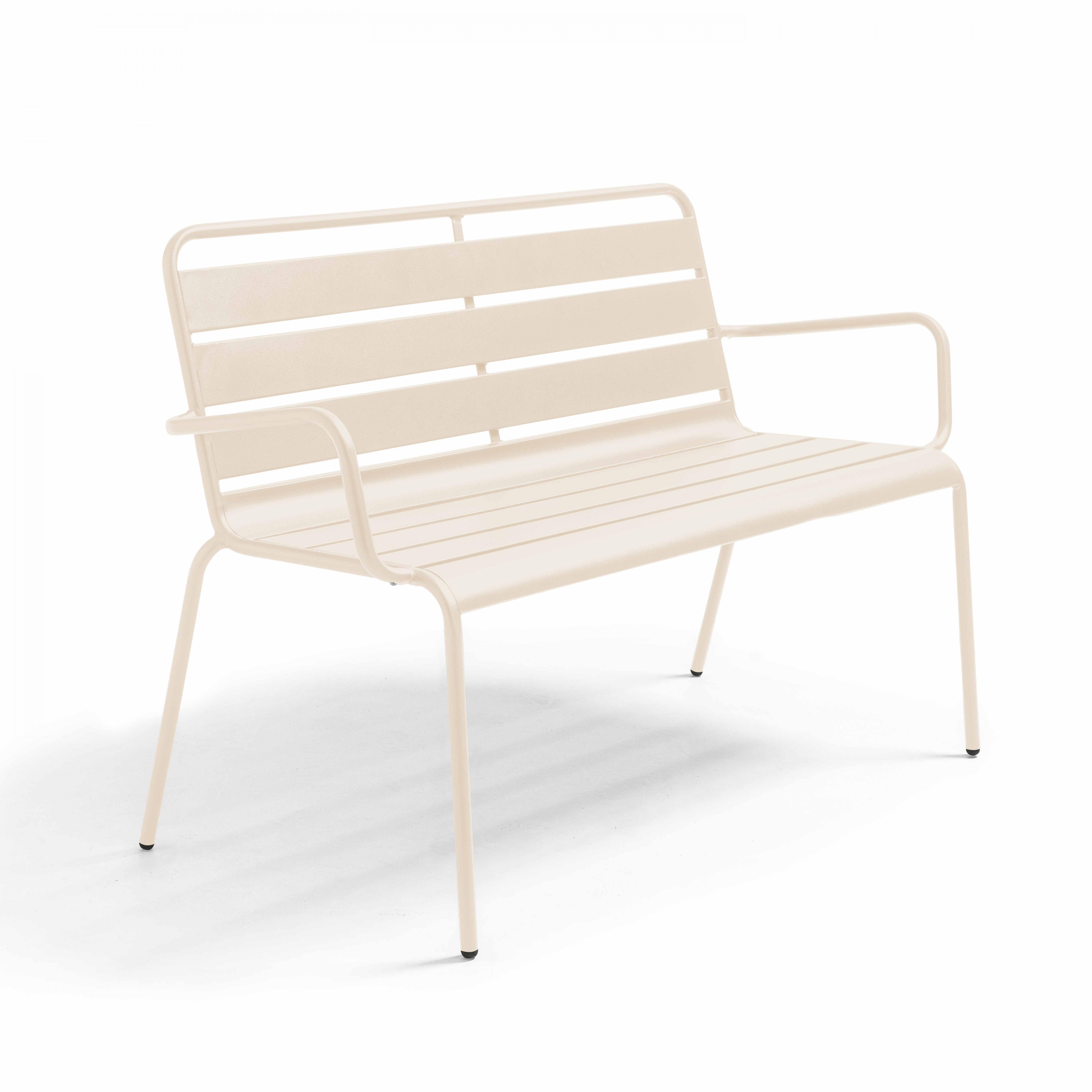 Banc avec dossier et accoudoirs en métal