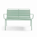 Banc avec dossier et accoudoirs en métal
