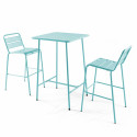 Ensemble table haute (70 cm) + 2 chaises en métal
