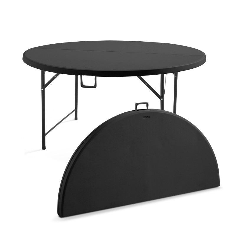 Table pliante ronde 150 cm en PEHD noire - 8 places