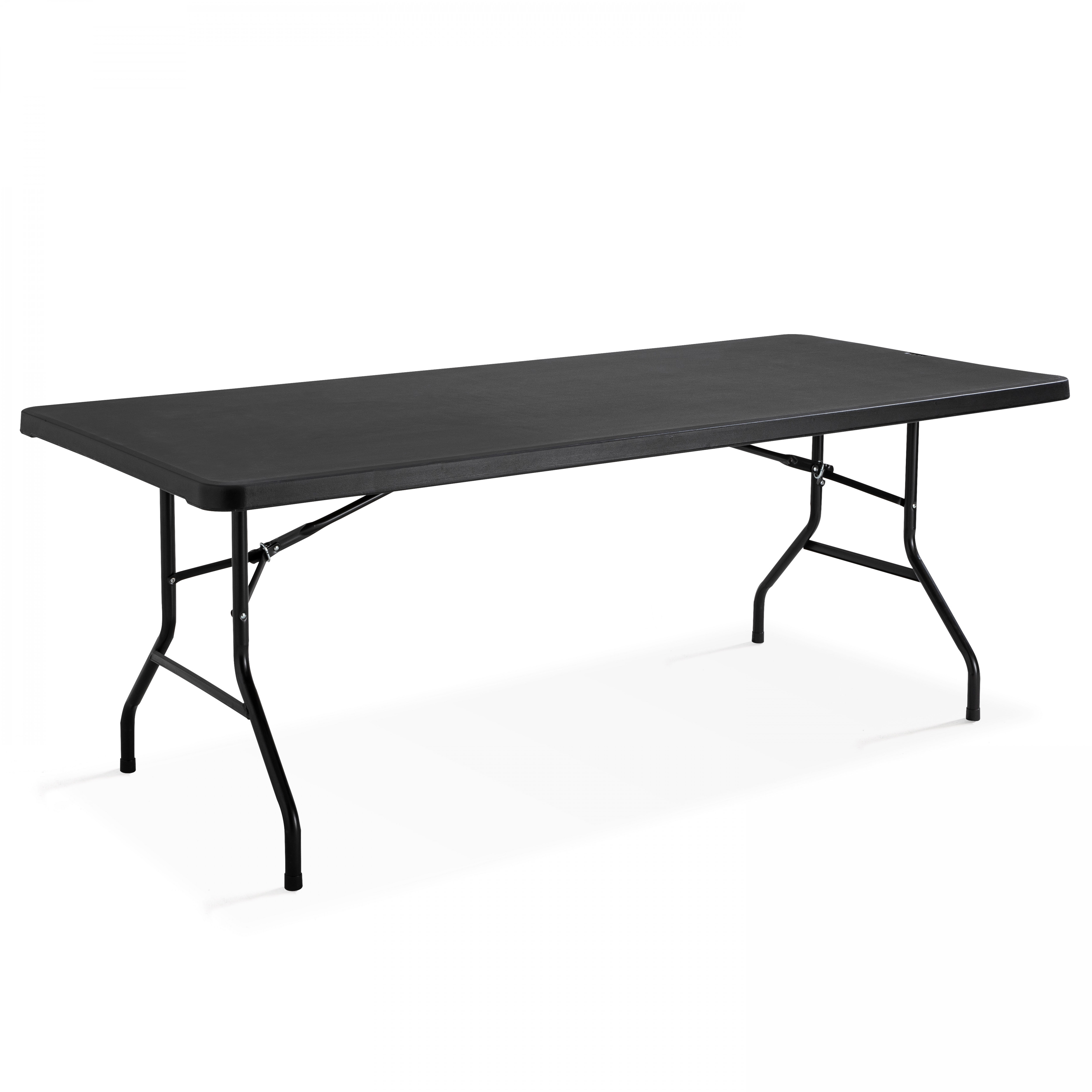Table pliante noire 180x75 cm en plastique PEHD 8 places monobloc