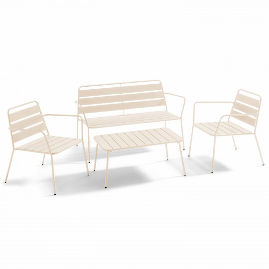 Salon de jardin bas en métal 4 places avec table basse | Mobeventpro