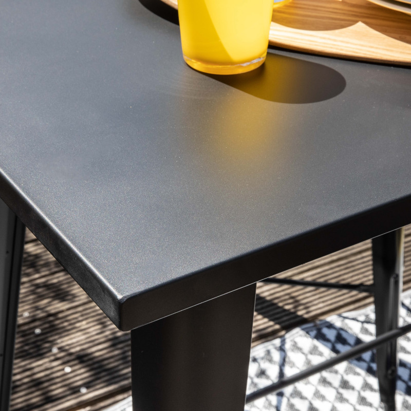 Table haute rectangulaire en métal (120 cm) - 6 places (3/7)