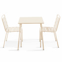 Ensemble table carrée (70x70 cm) et 2 chaises en métal
