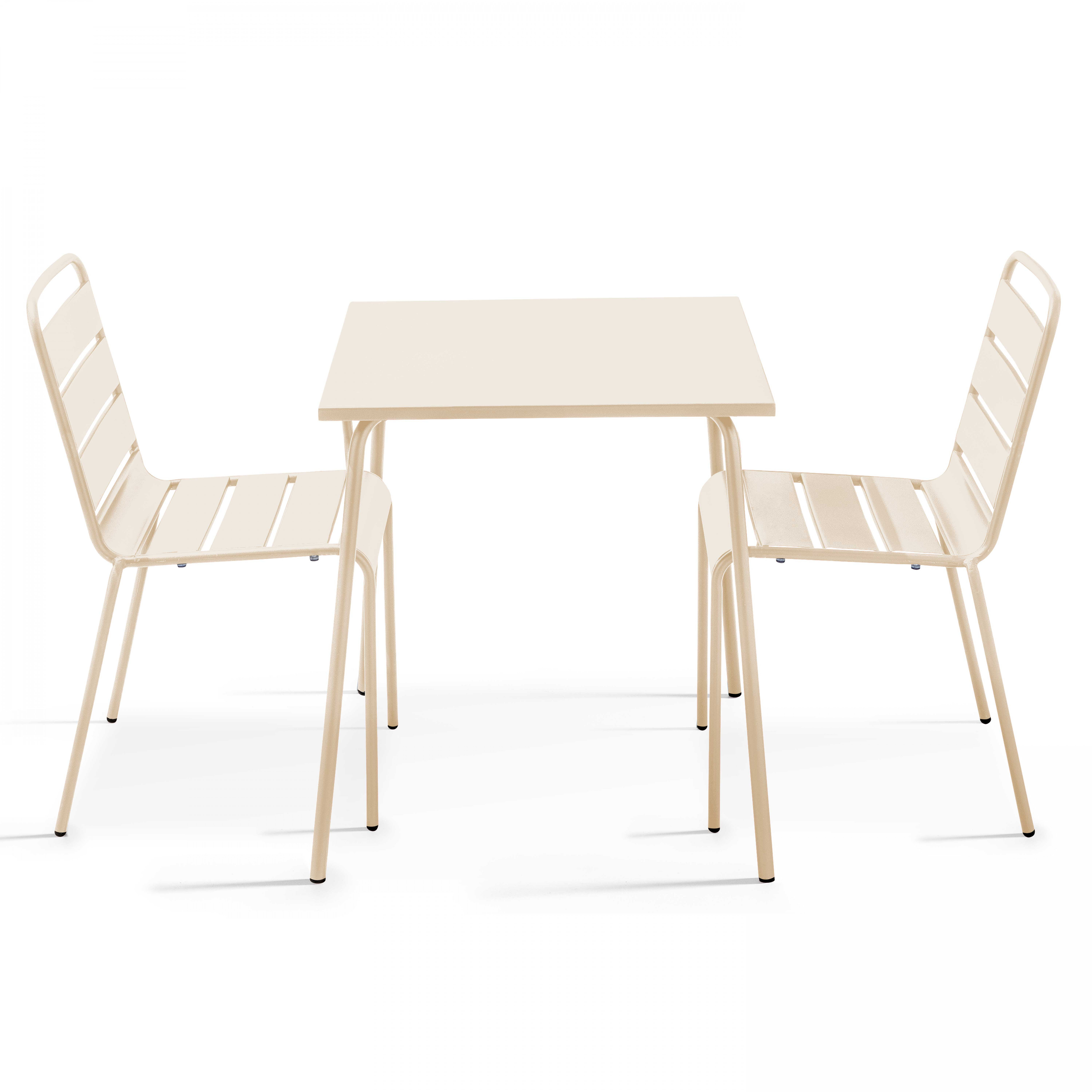Table de terrasse bistrot carrée en métal 70x70 cm et 2 chaises