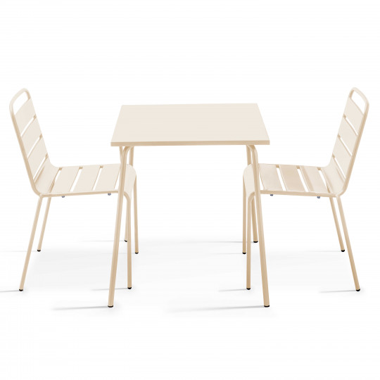 Table de terrasse bistrot carrée en métal 70x70 cm et 2 chaises | Mobeventpro