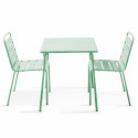 Ensemble table carrée (70x70 cm) et 2 chaises en métal