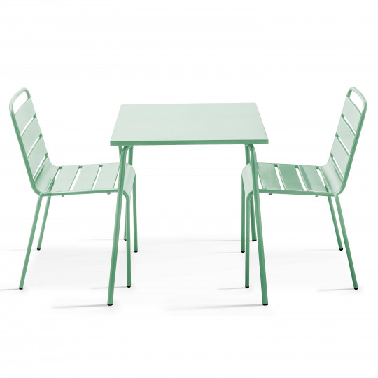 Table de terrasse bistrot carrée en métal 70x70 cm et 2 chaises | Mobeventpro