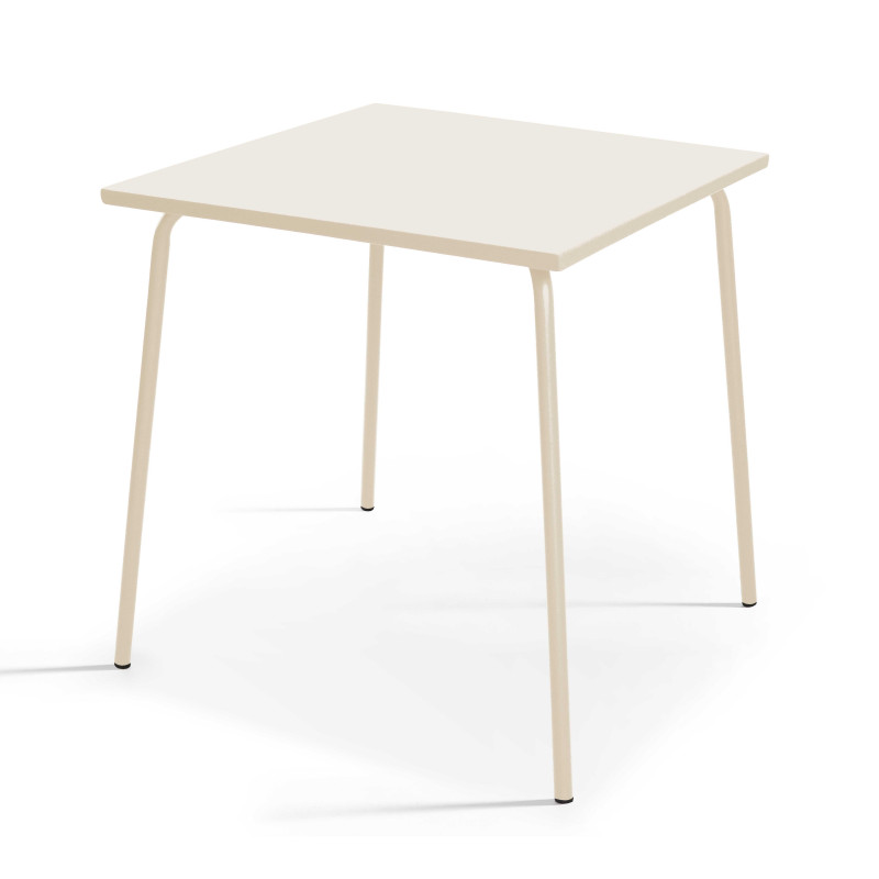 Ensemble table carrée (70x70 cm) et 2 chaises en métal