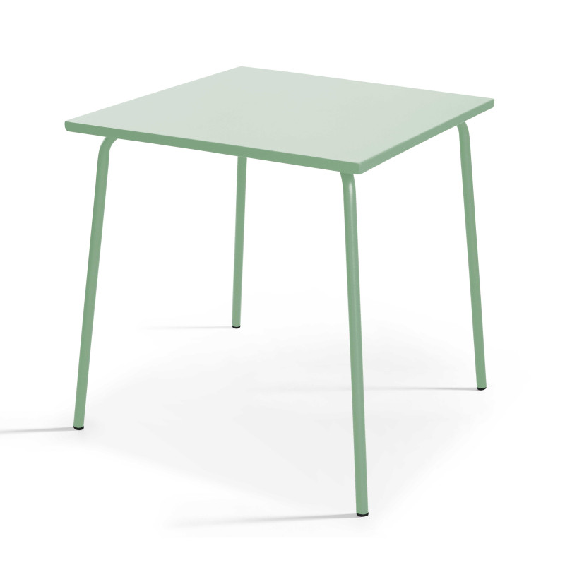 Ensemble table carrée (70x70 cm) et 2 chaises en métal