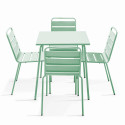 Ensemble table de terrasse carrée 70x70cm + 4 chaises en métal