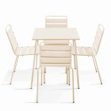 Ensemble table de terrasse carrée 70x70cm + 4 chaises en métal