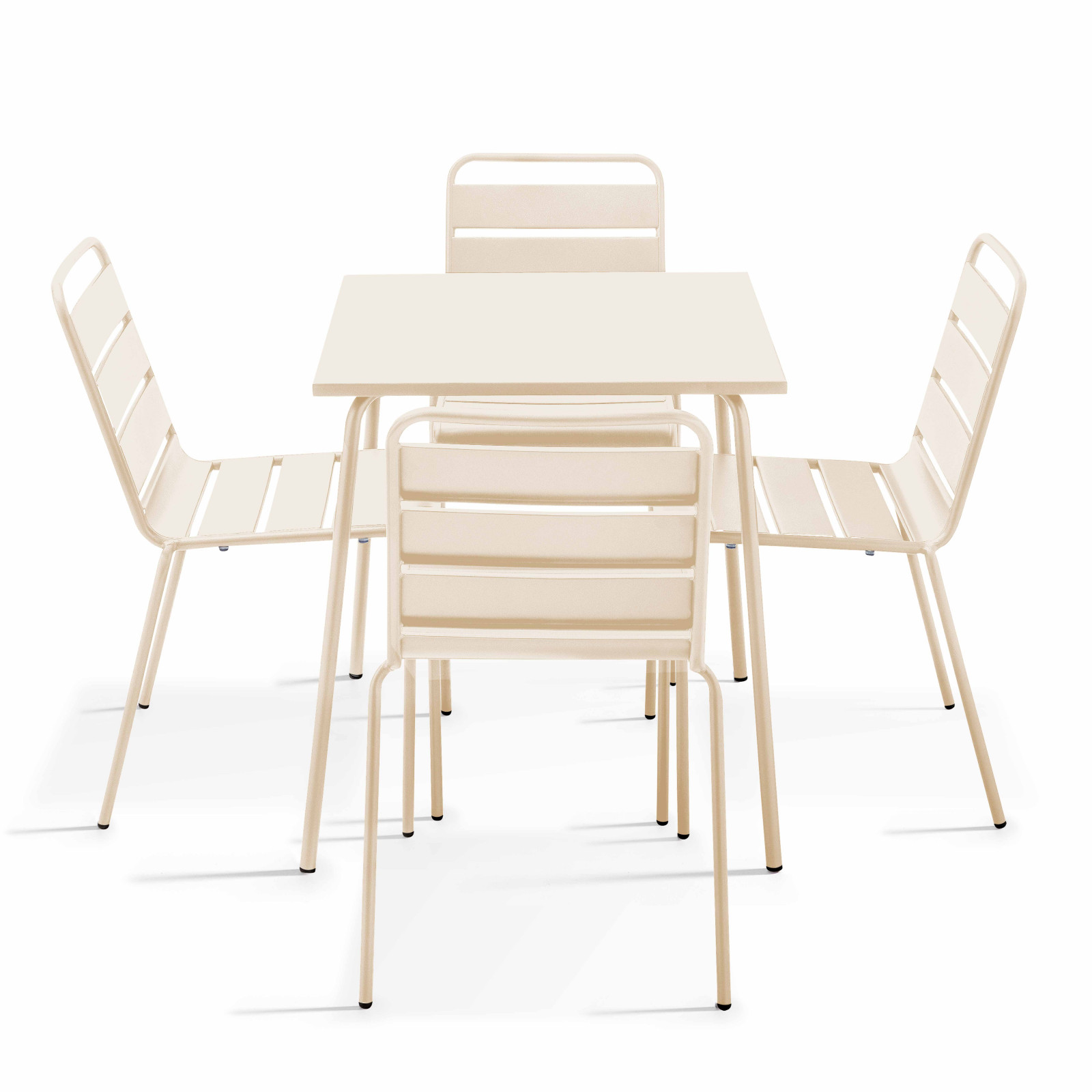 Ensemble table de terrasse carrée 70x70cm + 4 chaises en métal