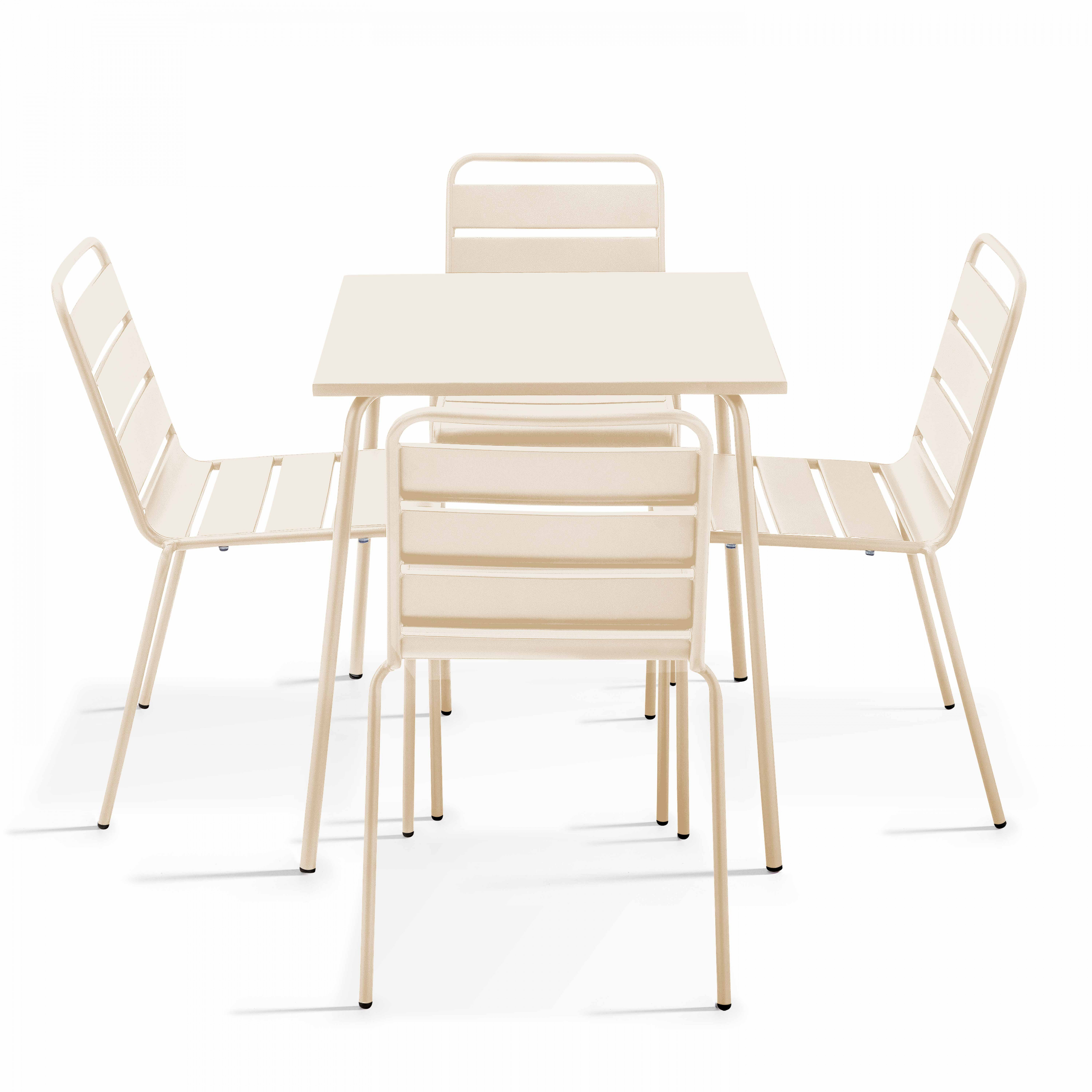 Table de terrasse carrée en métal 70x70 cm et 4 chaises