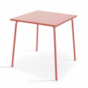 Ensemble table carrée (70x70 cm) + 4 chaises en métal