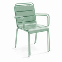 Ensemble table carrée (70x70 cm) + 4 chaises en métal