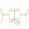 Ensemble table carrée avec plateau inclinable et 2 chaises en métal