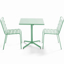 Ensemble table carrée avec plateau inclinable et 2 chaises en métal