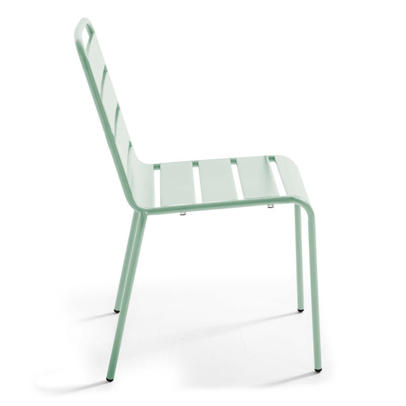 Ensemble table carrée avec plateau inclinable et 2 chaises en métal