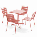 Ensemble de terrasse inclinable (70 x 70 x 72 cm) + 4 chaises en métal