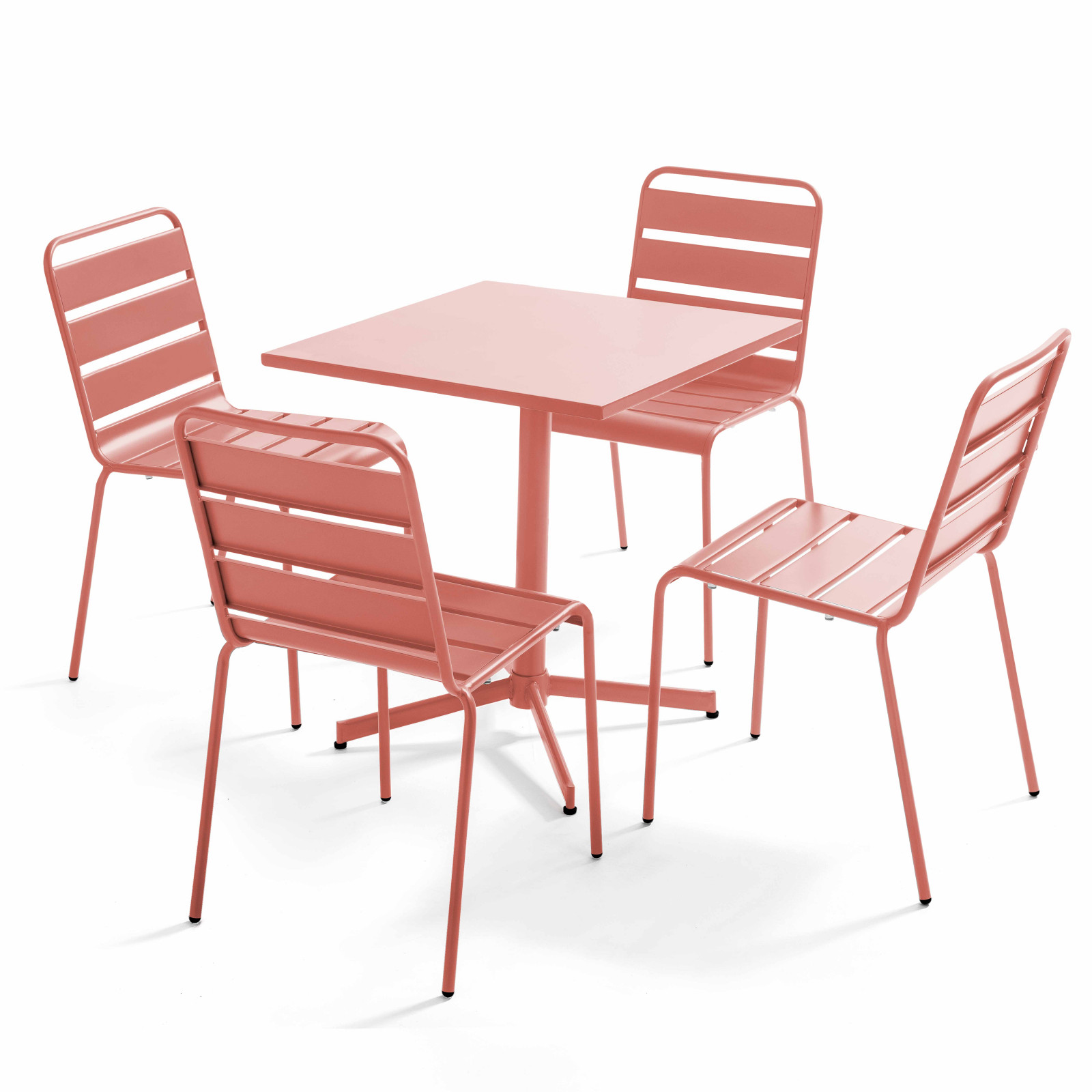 Ensemble de terrasse inclinable (70 x 70 x 72 cm) + 4 chaises en métal
