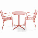 Ensemble table ronde avec plateau inclinable (⌀70cm) et 2 fauteuils en métal