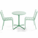 Ensemble table ronde avec plateau inclinable (⌀70 cm) + 2 chaises en métal
