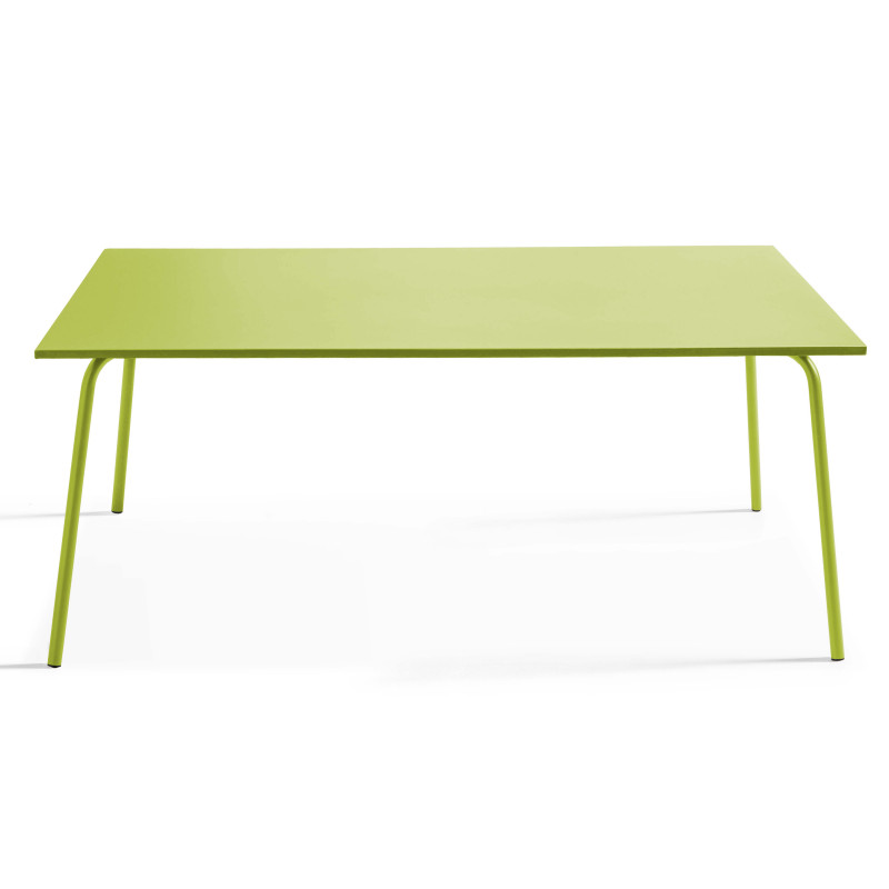 Ensemble table rectangulaire 180 cm + 6 fauteuils en métal