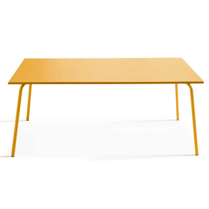 Ensemble table rectangulaire 180 cm + 6 fauteuils en métal