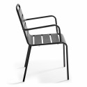 Ensemble table rectangulaire 180 cm + 6 fauteuils en métal