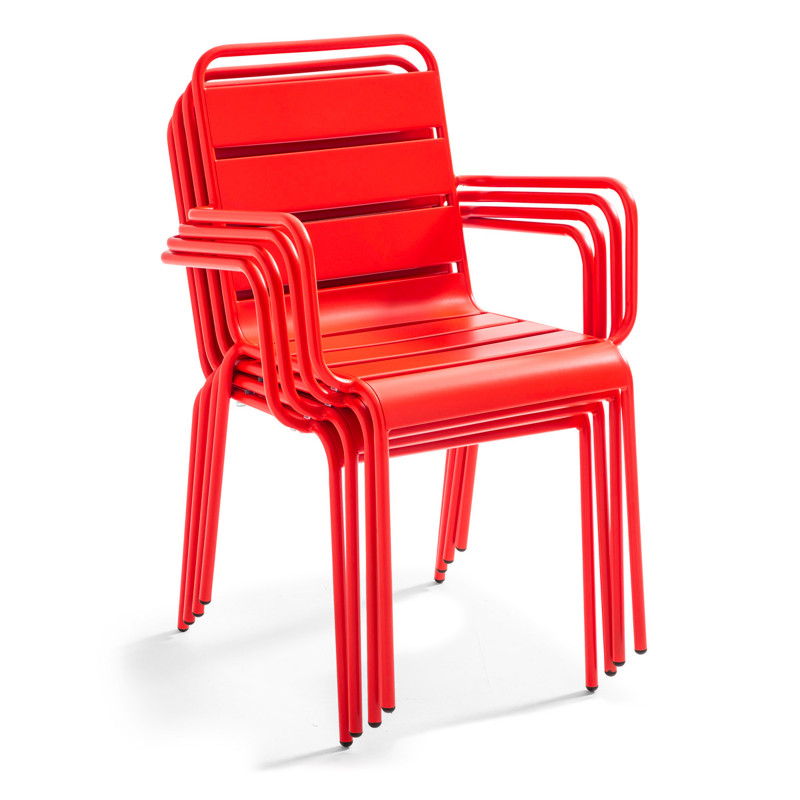 Ensemble table rectangulaire 180 cm + 6 fauteuils en métal