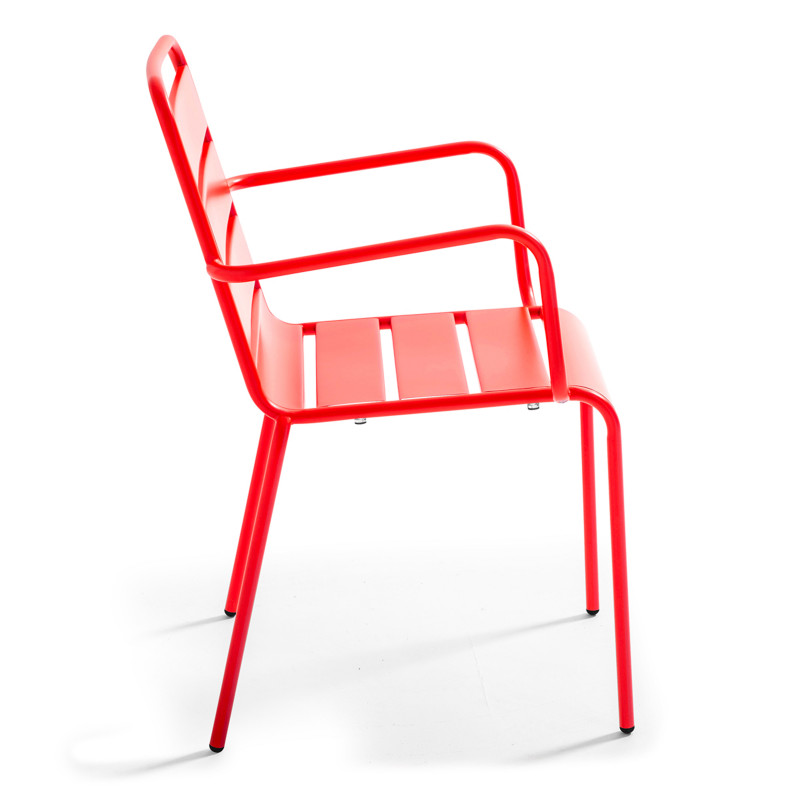 Ensemble table rectangulaire 180 cm + 6 fauteuils en métal