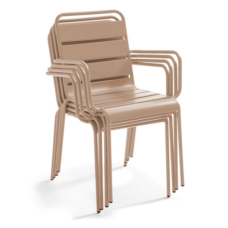 Ensemble table rectangulaire 180 cm + 6 fauteuils en métal (7/8)