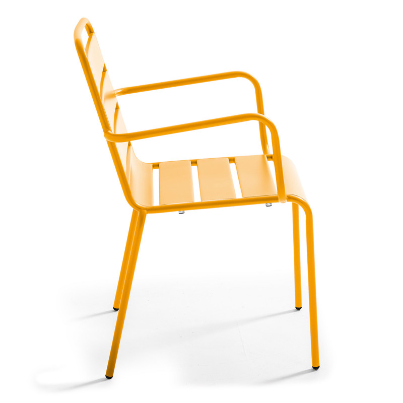 Ensemble table rectangulaire 180 cm + 6 fauteuils en métal