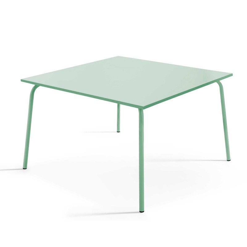 Ensemble table carrée 120 cm et 8 fauteuils en métal